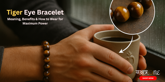 Tiger Eye bracelet on man's wrist showing strength and style-nakshatraone