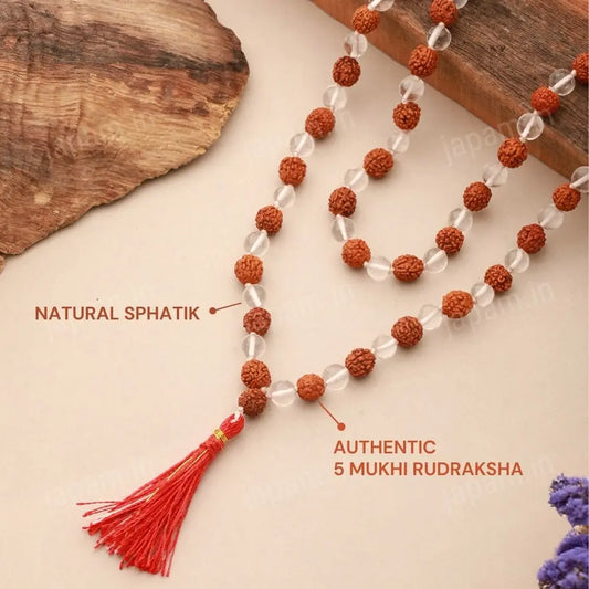 Phatik and Rudraksha Mala - 108+1 Beads Nakshatra one